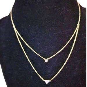 NIB Christian Siriano double layered white triangle and circle stone pendant